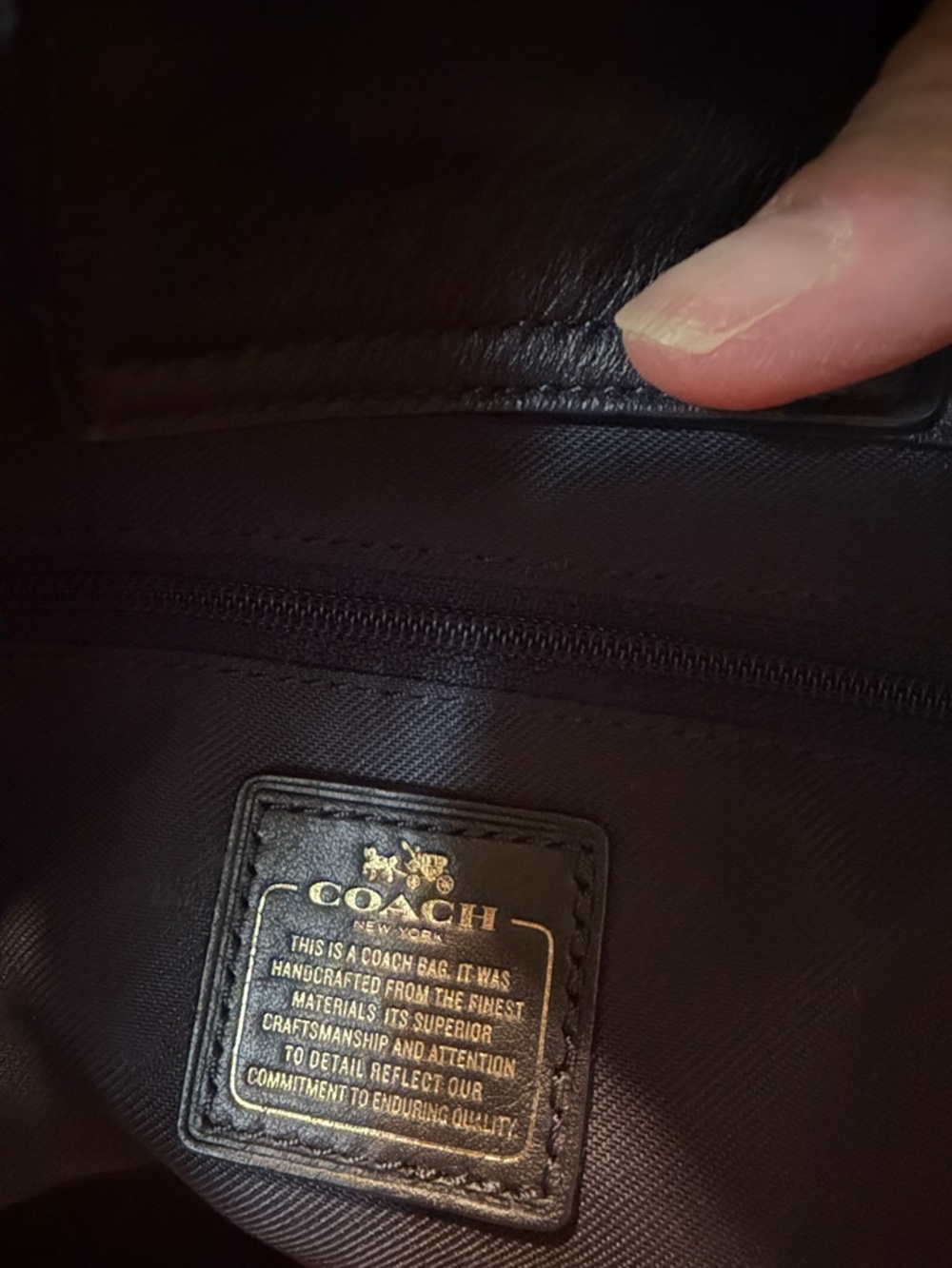 Coach Beige Leather Shoulder Bag with Navy Handles and Green Scarf - Picture 4 of 7